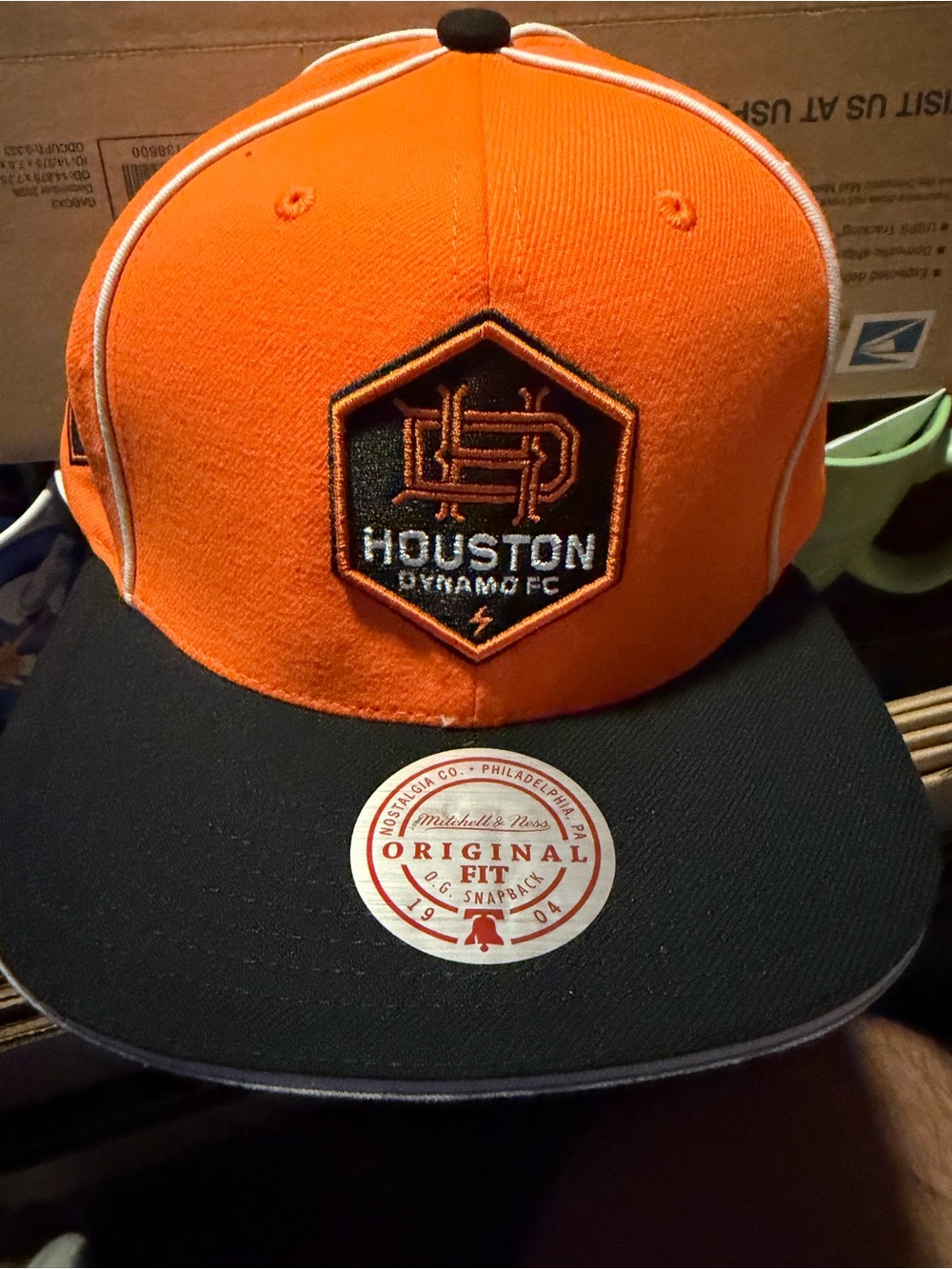 Houston Dynamo Hat Cap Strap Back Mens One Size Black Orange MLS Soccer Sponsor